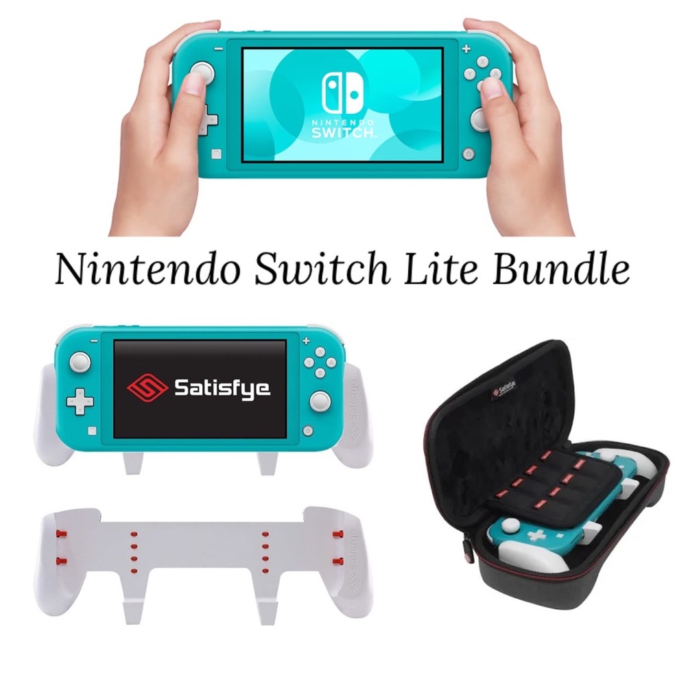 Nintendo Switch Lite Game System Console SATISFYE GRIP & Carrying Case - Picture 1 of 11